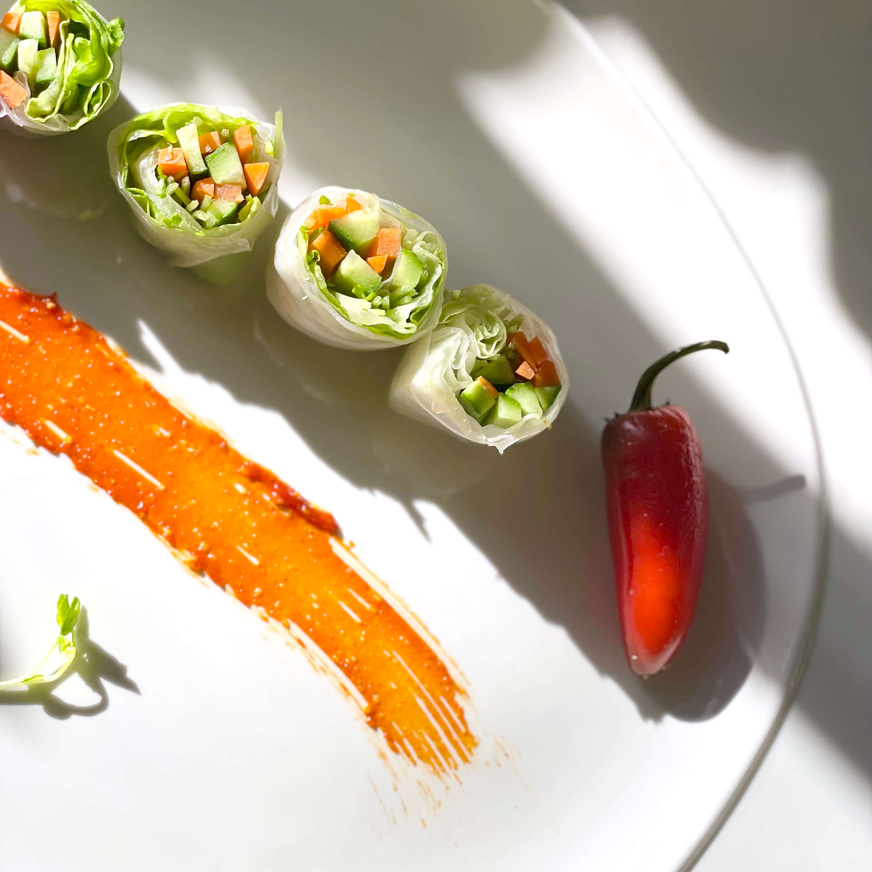 Peanut Butter + Gochujang Salad Rolls